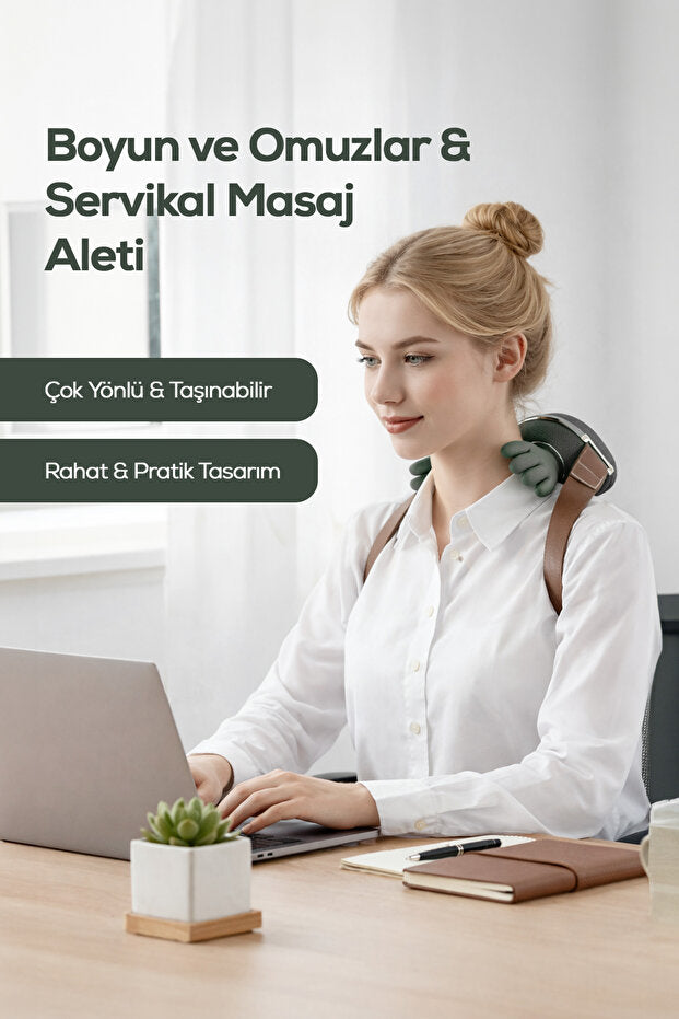 Parmakla Yoğuran El Hissi Sunan Isıtmalı Masaj Aleti (Taşınabilir,Şarjlı) | Boyun,Sırt,Omuz,Bacak